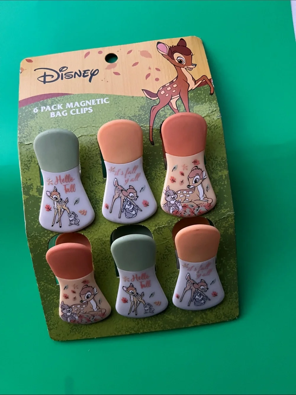 Disney Bambi Magnetic Bag Clips — Green, Peach, Coral